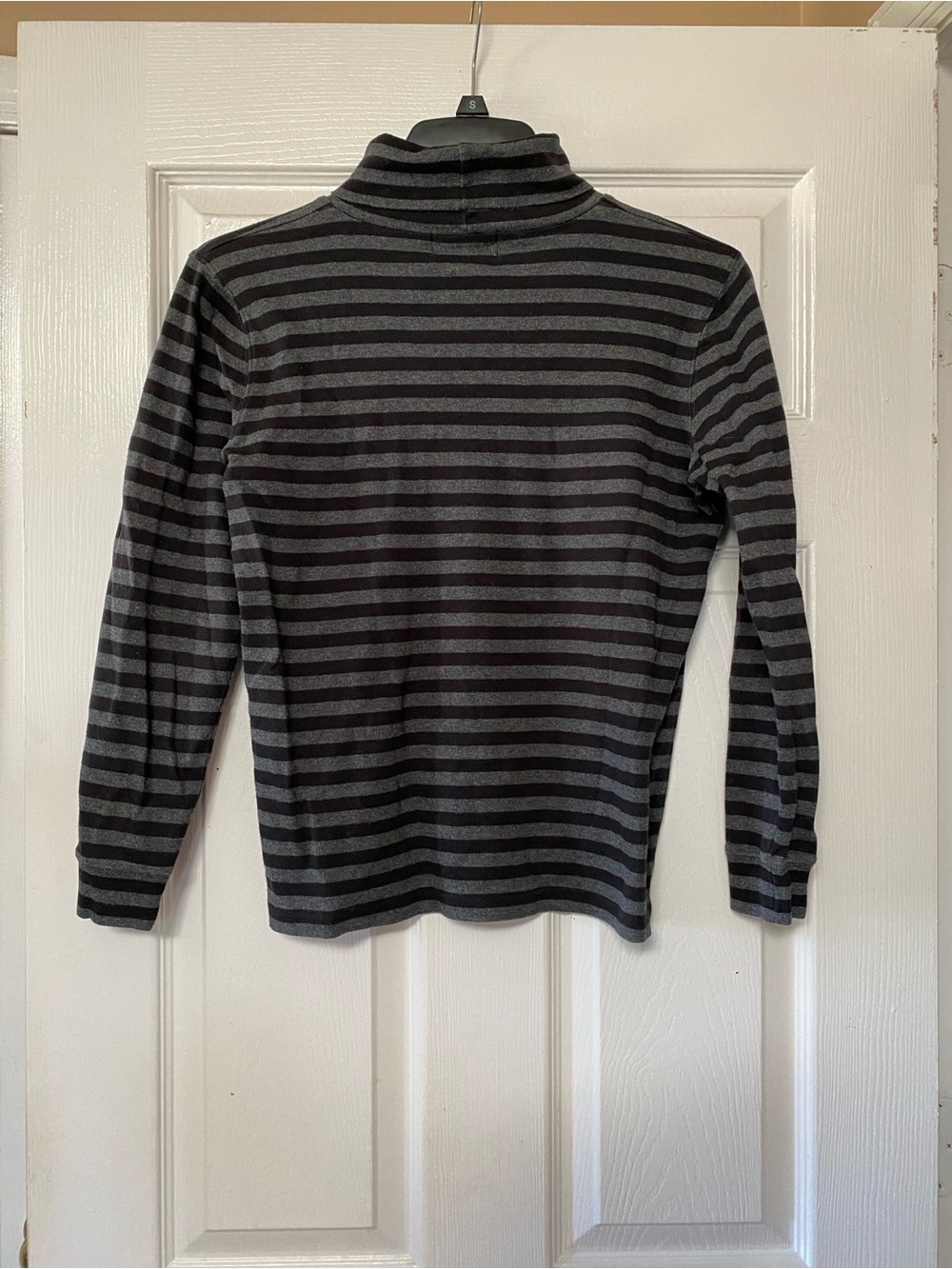 Ralph Lauren Black Grey Cotton Striped Striped Turtleneck Shirt Top Embroidery - Picture 2 of 7